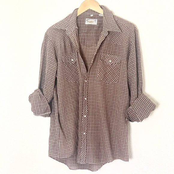 American West | Vintage lightweight throw on plaid button down shirt siz… - Picture 1 of 6